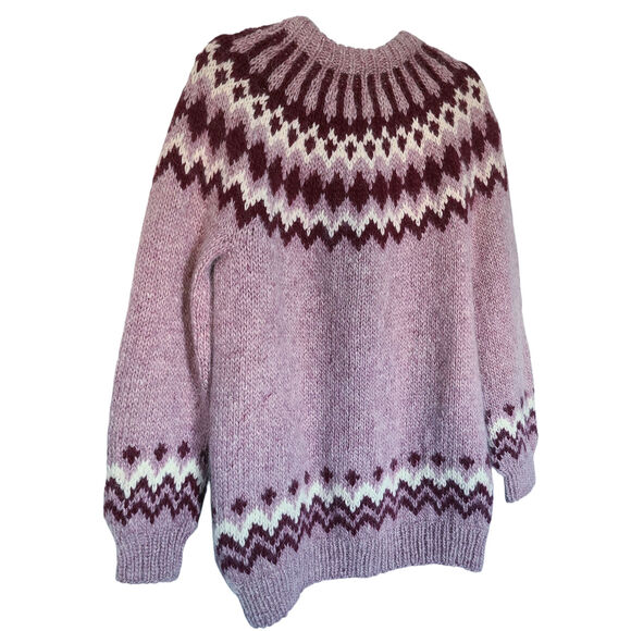 Eglis Sheep Farm Fair Isle Pure Virgin Wool Button Down Knit Cardigan Size M - Picture 7 of 7